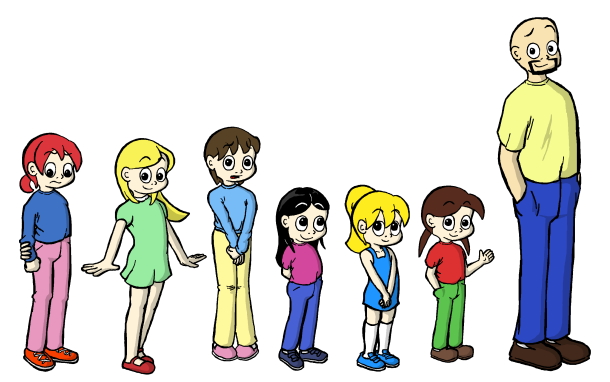 Left to right: Summer, Hannah, Dani, Skye, Sunshine, Kiley and Fred